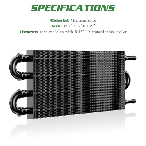 Universal 5/16" Transmission Oil Cooler Kit, Aluminium alloy 4 Pass Tube and Fin Oil Cooler Kit with Hose Mounting Kit, Black - color: Black, size: 4 Pass