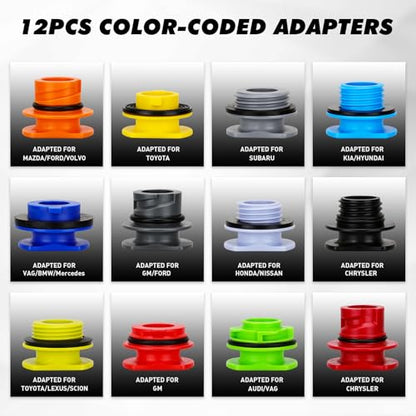 20-Piece Engine Oil Funnel Kit, 1.59QT/1.5L Oil Funnel Set with 12 Adapters, Siphon Hose Pump, Towel, Elbow Fitting, Arrow Screen and Magnetic Storage Hooks Tray, Compatible with GM/Ford/BMW/Audi Etc. - color: Multi-Color