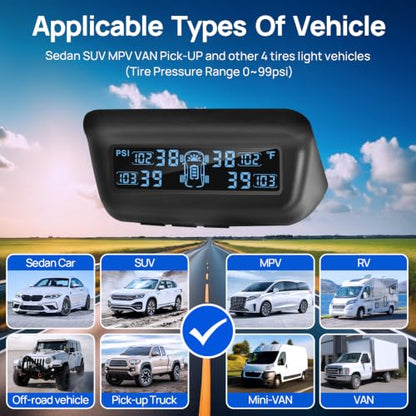 Masoll M13 Tire Pressure Monitoring System, RV/Trailer TPMS with 4 Sensors