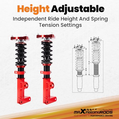 maXpeedingrods Coilovers for Mercedes-Benz C-Class W204 2008-2014 RWD, Height Adjustable Coilovers Suspension Kit, Preset Damping Shock Absorber Lowering Kit Gold