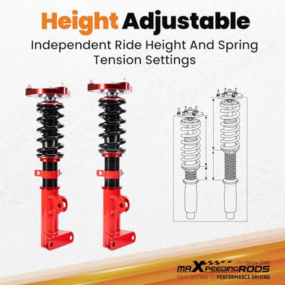 maXpeedingrods Coilovers for Mercedes-Benz C-Class W204 2008-2014 RWD, Height Adjustable Coilovers Suspension Kit, Preset Damping Shock Absorber Lowering Kit Gold