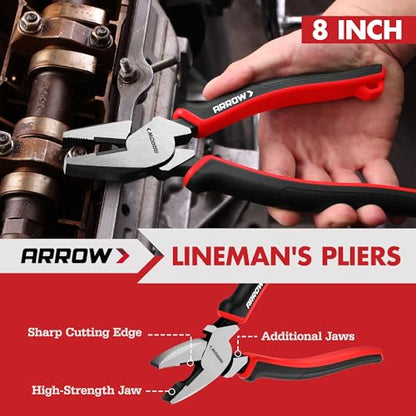 ARROW 8-Piece Pliers and Wrench Set, Pliers Kit with Roll-Up Pouch