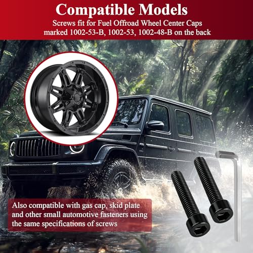 2 Pack Upgrade Fuel Wheel Center Cap Screws, with Adapter Tool - style: 2 Pcs 1002-53-B