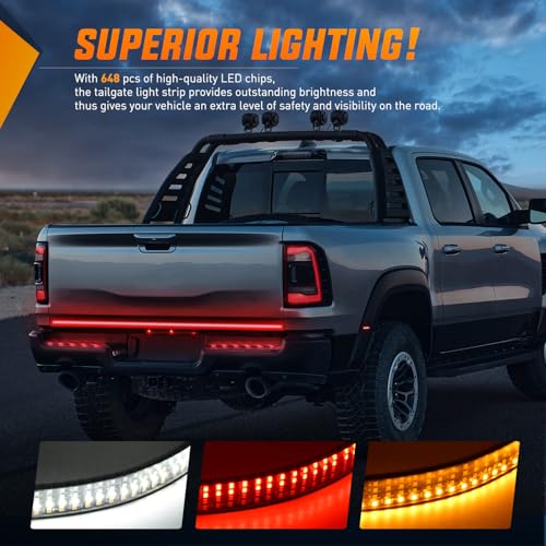 Nilight Truck Tailgate Light Strip 60" Quad Row 648 LED Strip - color: 60" Tailgate Light Strip Quad Row