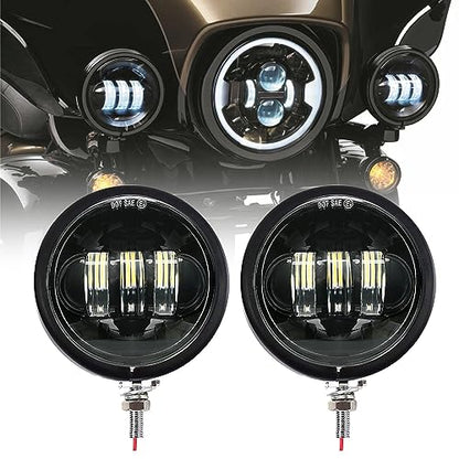 SKTYANTS 4.5 Inch Fog Light Auxiliary Spot Passing Light Lamp with 4.5 Inch Housing Bucket Bracket Mount Compatible with Touring Electra Glide (Black) - color: Black