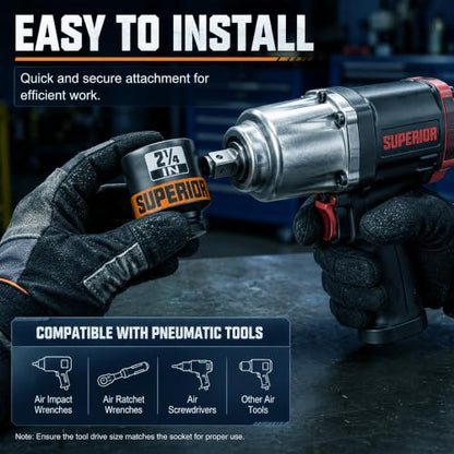 8 Piece 3/4”Drive Shallow Impact Socket Set, 2-1/16”-2-1/2”Axle Nut Sockets, SAE, CR-MO, 6 Point, Tools for Removing Mechanical Nuts, Large Automotive Repairs, Agricultural implement - size: 3/4" SAE