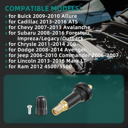 AUTOKAY 100pcs TPMS 17-20008 Rubber Snap-in Tire Pressure Sensor Tire Valve Stem TPMS Compatible with Jeep Ford Chevy Chrysle Ram GMC Cadillac Buick Lincoln Pontiac Ram Hyundai for Subaru for Dodge
