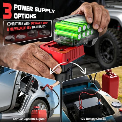 Ecarke 5 GPM Cordless Fuel Transfer Pump Compatible with Milwaukee 18V - color: Red & Black