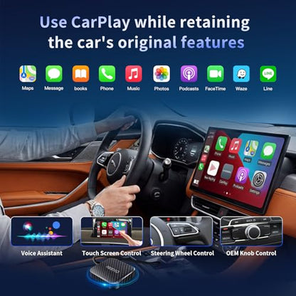 Wireless CarPlay Ai Box with Net-Flix/YouTube/TF Card Slot Convert Wired CarPlay to Wireless for 2016 and Above Original Wired CarPlay Touchscreen Car,Plug&Play Easy Setup Android Auto Car Video Box