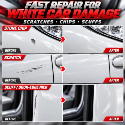 Pearl White Car Touch Up Paint Pen，Scratch & Chip Repair, for Auto & Rim - color: White