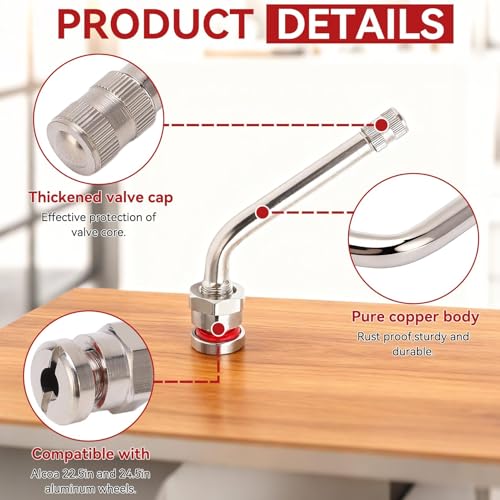 10PCS TR545D Truck Tire Valve Stems, 60° Bent Clamp-in Brass Tire Extension Adapter for Truck & Bus - Compatible with Alcoa 22.5" & 24.5" Aluminum Wheels (9.7mm Rim Hole)