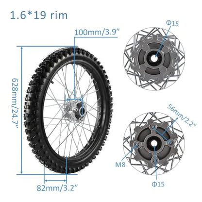 TDPRO Front Wheel 70/100-19 Tire Rim 1.6x19 + Disc Rotor for Dirt Pit Bike Motocross - size: 70/100-19