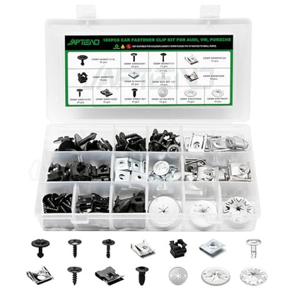 180pcs 14 Sizes Car Fastener Screw Nut Clip Assortment Kit