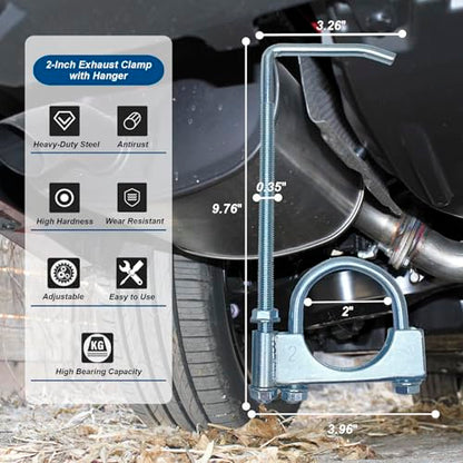 2" Universal Exhaust Clamp With Hanger, Muffler Hanger, Pack of 1 - size: 2"