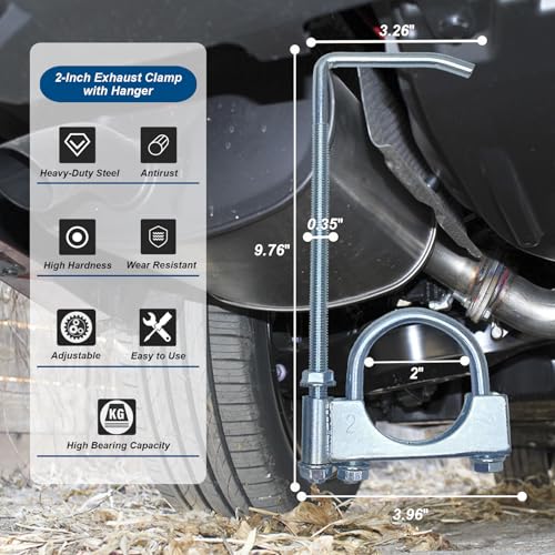 2" Universal Exhaust Clamp With Hanger, Muffler Hanger, Pack of 1 - size: 2"
