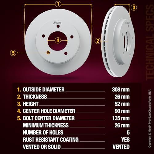 Metrix Premium Chassis Parts 308 & 334mm F/R Brake Rotor Kit Fits Ford - size: 96322MT
