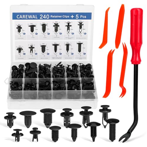 240 Pcs Bumper Clips Car Clips Plastic Rivets of 12 Most Popular Sizes and 5 Fastener Removers Fasteners Push Retainer Kit Auto Push Pin Rivets Set - color: 240PCS Retainer Clips+5Remover
