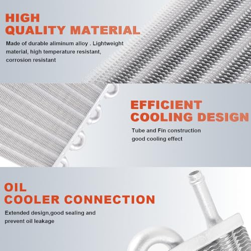 BARTOO Universal 5/16" Transmission Oil Cooler Kit, Aluminium alloy 8 Pass Tube and Fin Oil Cooler Kit (Sliver) - color: Sliver, size: 8 Pass
