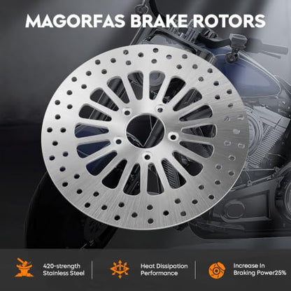 11.8" Silvery Front Brake Rotors Disc w/Bolts Fit for Harley Davidson Touring,for Road King/Electra Glide/Street Glide/Road Glide 2008-2022-1 PCS - size: 1 Front Rotor