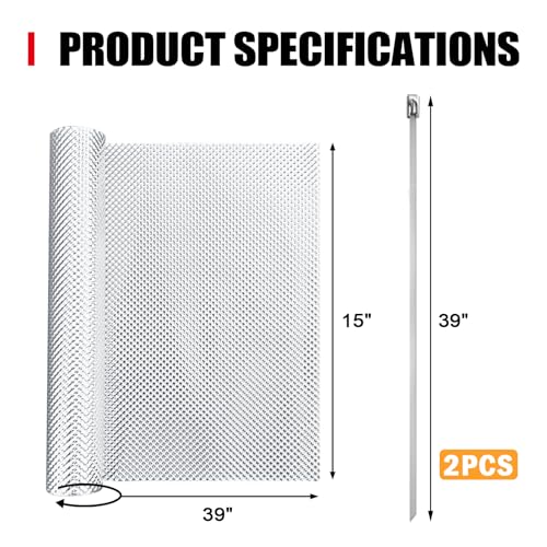 Peastorm Exhaust Heat Shield Automotive Embossed Aluminum Heat Shield Muffler Exhaust Wrap, 15" x 39"
