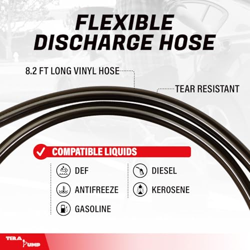TERA PUMP 3rd Gen. Fuel Transfer Pump w/Quick Flow Control Nozzle - style: 8.2 ft Pump (3 Pwr Options)