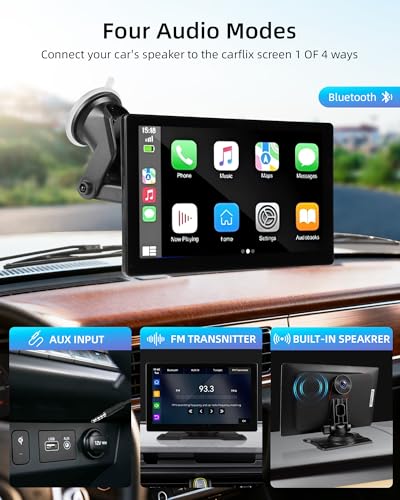 9'' Wireless Carplay Screen for Car Android Auto Monitor Display Screen Carplayer Receivers 4K Dash Cam IPS Car Touchscreen with 1080p Backup Camera Voice Control BT FM Mirror Link