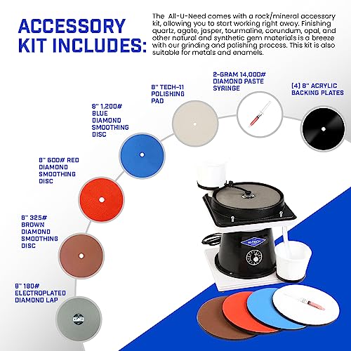 Hi-Tech Diamond 8" All-U-Need Lapidary Machine, Rock Polishing Kit - style: 8" All-U-Need