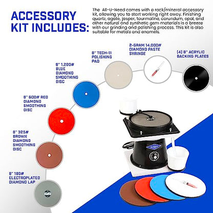 Hi-Tech Diamond 8" All-U-Need Lapidary Machine, Rock Polishing Kit - style: 8" All-U-Need