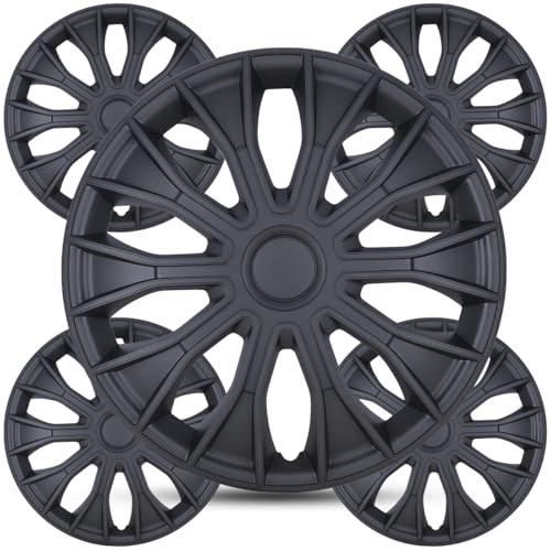 Winjet 16 inch Universal Hubcaps for Steel Wheel Rims Cover,Snap On Car Truck SUV Wheel Rim Covers,Steel ABS+PC Material Set of 4(16 inch,Matte Black) - color: Matte Black (5086-BP-16), size: 16 inch