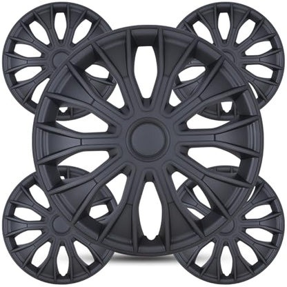 Winjet 16 inch Universal Hubcaps for Steel Wheel Rims Cover,Snap On Car Truck SUV Wheel Rim Covers,Steel ABS+PC Material Set of 4(16 inch,Matte Black) - color: Matte Black (5086-BP-16), size: 16 inch