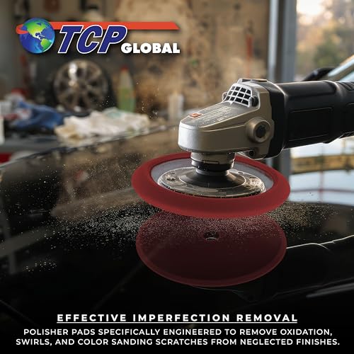 TCP Global 8" Red Foam Buffing Pad, Extra Coarse Cutting Polish - color: Red