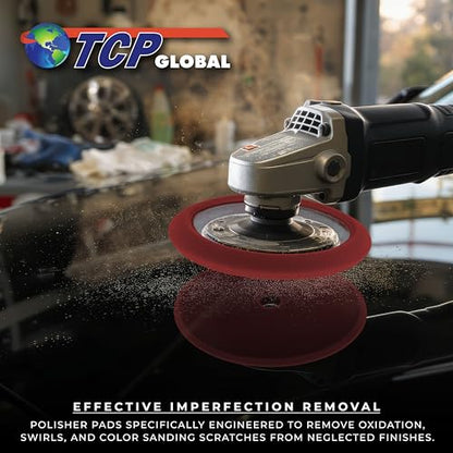 TCP Global 8" Red Foam Buffing Pad, Extra Coarse Cutting Polish - color: Red