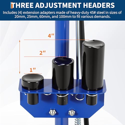 35 Ton Air Hydraulic Floor Jack for Heavy Duty Trucks & Tractors – Low Profile (10"-21.19"), 4 Adapters, 46" Adjustable Handle – 77,000 lbs Capacity - color: 35 Ton Blue
