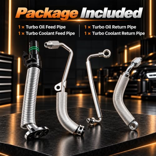 FUSCH Turbo Oil Return Drain Line & Oil Feed Pipe Hose kits Compatible with Chevy Cruze 2011-2016 Sonic 2012-2020 Trax 2015-2021 Buick Encore 2013-2021 1.4L Engine Replace#: 55587854 55592600 55568031