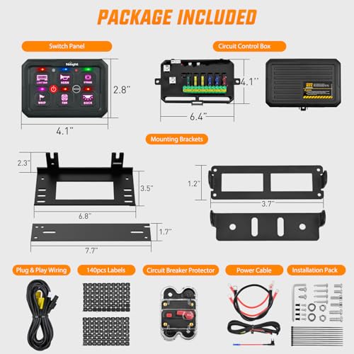 Nilight 6 Gang Switch Panel APP RGB 12V 24V Circuit Control System 4-Mode - color: RGB, size: 6 Gang Switch 4 Modes
