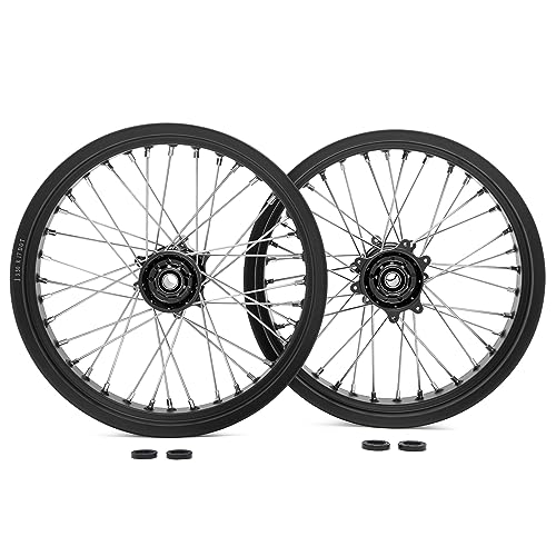 TOFR 17"x3.5" 17"x4.25" Spoked Wheels Rims Hubs for Surron Ultra Bee Black - color: Black, size: 17" Front 17" Rear