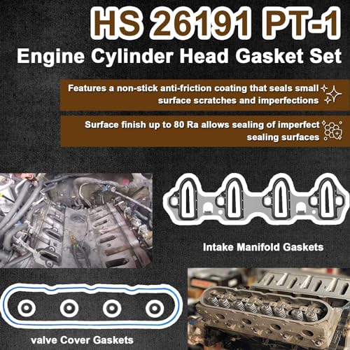 HS 26191 PT-1 Engine Cylinder Head Gasket Set for Buick Rainier,Chevrolet GMC 4.8L 5.3L V8 Engines,Intake Manifold Gaskets Superior Seal