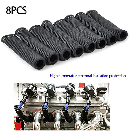 Spark Plug Wire Boots Thermal Protection Insulator Sleeve, 1200 Degree Heat shield Cover Wrap 6 inch for Car Truck 8PCS(black) - color: black