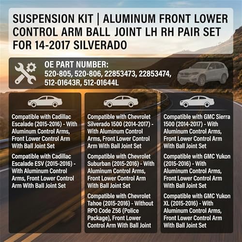 Front Lower Control Arm w/Ball Joint For Cadillac Escalade 15-20 Chevy GMC - size: 520-805, 520-806