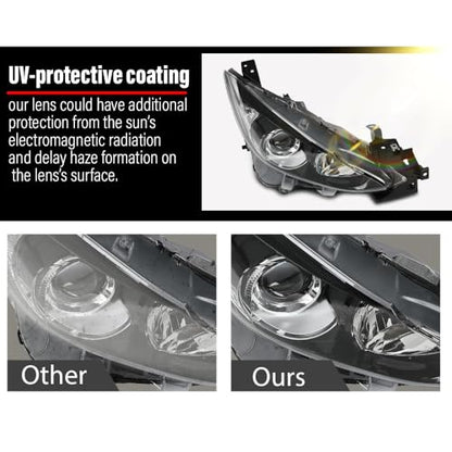 G-PLUS Projector Headlights Assembly Compatible with Mazda 3 2014-2016 - size: Fit Mazda 3 2014-2016(Clear)