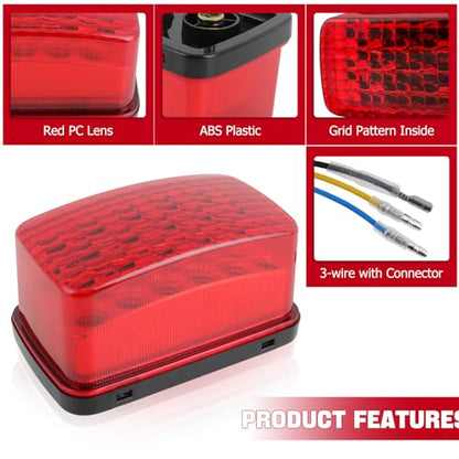 DREAMIZER LED Tail Light ATV OEM Taillight w/Running Brake Light Compatible with Yamaha Big Bear Bruin Rhino Kodiak Grizzly Wolverine Viking - color: Red lens