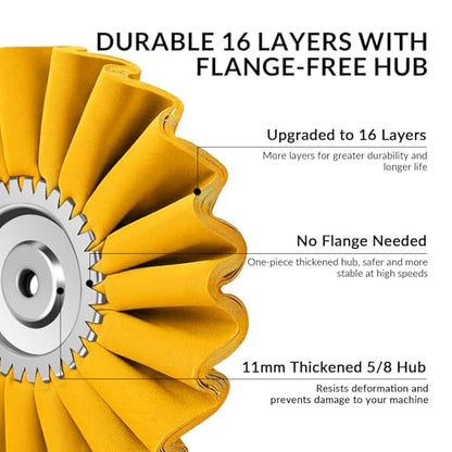 10" S-Shape Airway Buffing Wheel with One-Piece Hub（Medium） - color: Medium Polishing