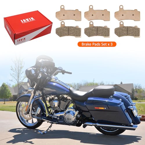 3 Sets Front Rear Brake Pads Sintered for Harley Davidson Road King Road Glide Street Glide Electra Glide 2008-2020 Ultra Limited 2014-2020 Street Rod Night Rod V-Rod Tri Glide