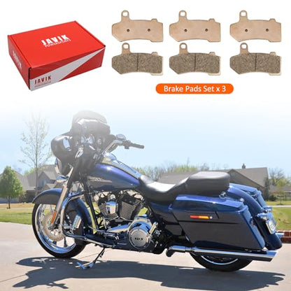3 Sets Front Rear Brake Pads Sintered for Harley Davidson Road King Road Glide Street Glide Electra Glide 2008-2020 Ultra Limited 2014-2020 Street Rod Night Rod V-Rod Tri Glide