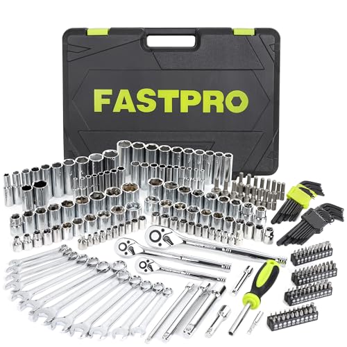 FASTPRO 249-Piece Mechanics Tool Set, 1/2", 3/8", 1/4" Socket Set