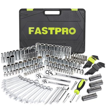 FASTPRO 249-Piece Mechanics Tool Set, 1/2", 3/8", 1/4" Socket Set