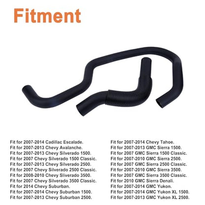 Engine Radiator Coolant Hose Kit(Upper & Lower 2PCS).Replaces Part # 22827731 22827735.Fit for Cadillac Escalade Chevy Silverado Suburban GMC Yukon 2007-2014.