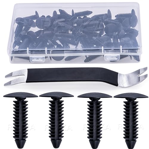 Rexka 51pcs 5/16 Fender Liner Splash Shield Trunk Lid Bumper Cover Trim Retainer Clip Fastener for GM 10121502 Buick Cadillac Chevy GMC Hummer Oldsmobile Pontiac Saturn - Auto Trim Panel Body Remover - color: 50pcs+Remover