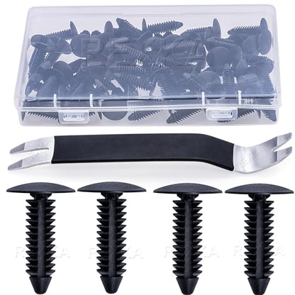 Rexka 51pcs 5/16 Fender Liner Splash Shield Trunk Lid Bumper Cover Trim Retainer Clip Fastener for GM 10121502 Buick Cadillac Chevy GMC Hummer Oldsmobile Pontiac Saturn - Auto Trim Panel Body Remover - color: 50pcs+Remover