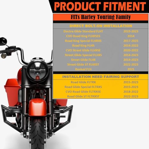 Crash Bar Engine Guard for Harley Davidson 2014-2025 - style: For Touring 2014-2025 C Style